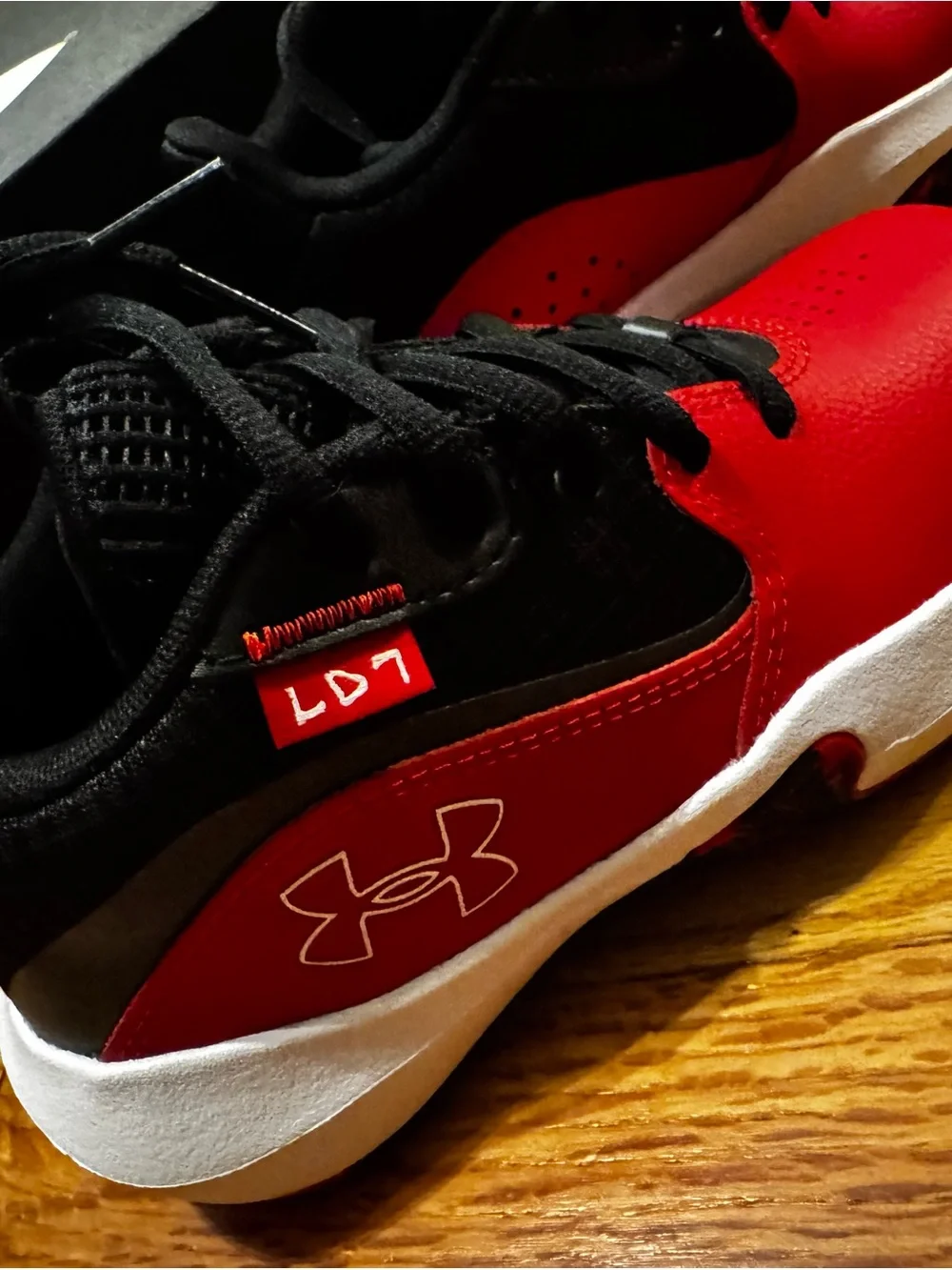 Under Armour Kids Red, Black & White Athletic Sneakers